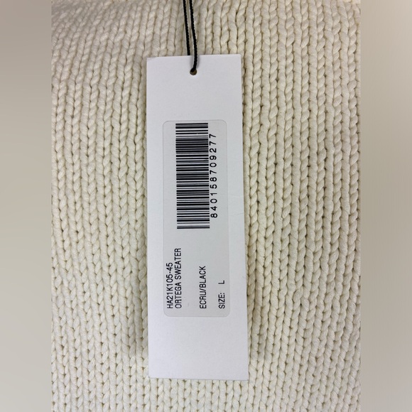 Hellessy Ortega Dinosaur Women’s Sweater Oversized L Ecru & Black Fringe $890 - Picture 10 of 16